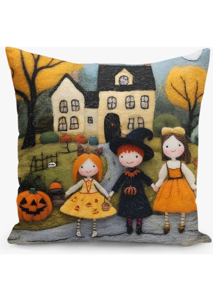 4 Lü Çift Taraflı Dijital Baskı Kırlent Kılıfı Hallowen/cadılar Bayramı Desenli Çocuk Odası fırsatları