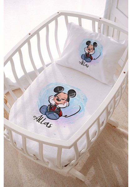 Isme Özel 70X120 Park Yatak ve Anne Yanı Pike Seti Mickey