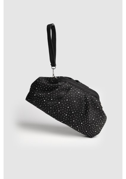 Kadın Sofya Kadife Taşlı Portföy- Askılı Çanta Taşlı Siyah Süet modelleri