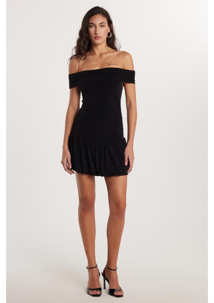 Kadın Slim Fit Dar Kesim Straplez Siyah Midi Elbise fırsatları