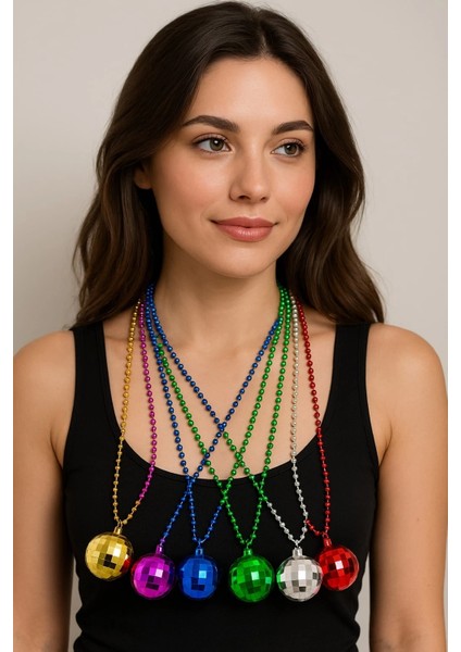 70&amp;#39;ler 80&amp;#39;ler ve 90&amp;#39;lar Temalı Disko Topu Kolye Seti 6 Adet