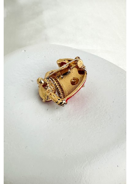 Yılbaşı Özel Taş Işlemeli Kırmızı Noel Şapka Broş(3cm) fiyatları