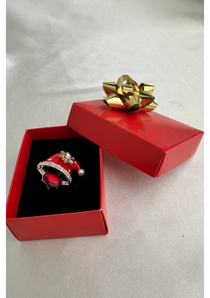 Yılbaşı Özel Taş Işlemeli Kırmızı Noel Şapka Broş(3cm) fırsatları