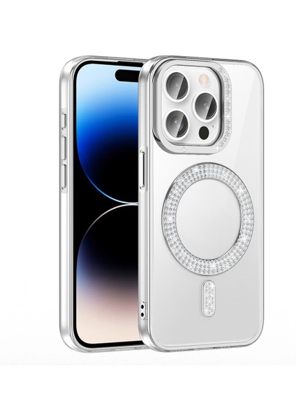 Apple iPhone 14 Pro Max Kılıf Pırlanta Taş Tasarımlı M-Safe Şarj Özellikli Zore Karetta Silikon Kapak modelleri