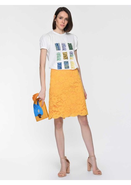 Dantel İşlemeli Etek Sarı Y1915071_009