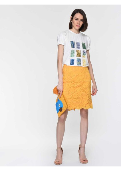Dantel İşlemeli Etek Sarı Y1915071_009 fiyatları