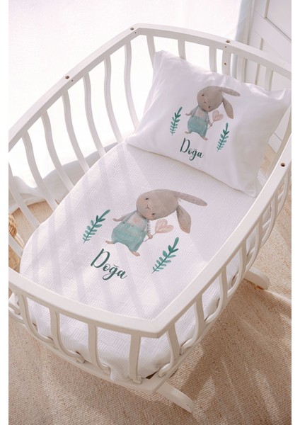 Isme Özel 70X120 Park Yatak ve Anne Yanı Pike Seti Tavşan