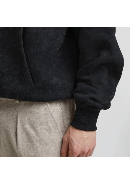 Unisex Batik Yıkamalı Şardonlu Kapüşonlu Kanguru Cepli Relaxed Fit Sweatshirt Cloud indirimleri