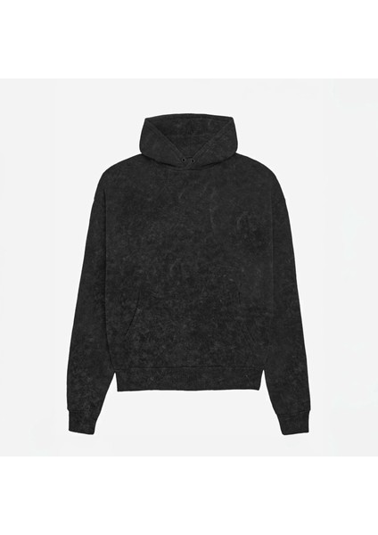 Unisex Batik Yıkamalı Şardonlu Kapüşonlu Kanguru Cepli Relaxed Fit Sweatshirt Cloud