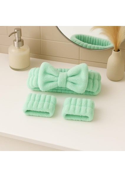Mikrofiber Welsoft Saç Bandı ve Bileklik Seti – Makyaj & Yüz Yıkama Için fiyatları