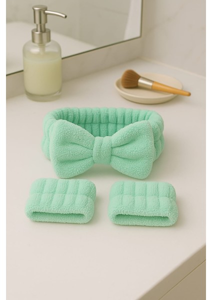 Mikrofiber Welsoft Saç Bandı ve Bileklik Seti – Makyaj & Yüz Yıkama Için fırsatları