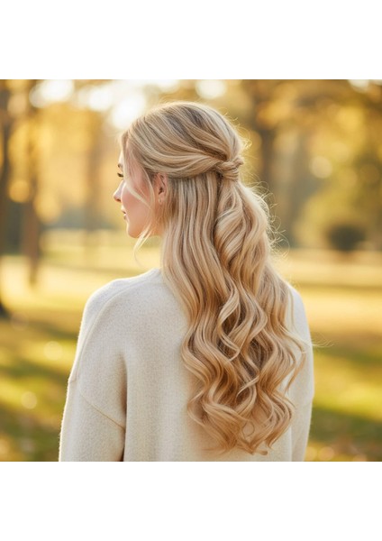 Fiber Sentetik Dalgalı 8 Parça Çıt Çıt - Balköpüğü Beyaz Platin Röfleli