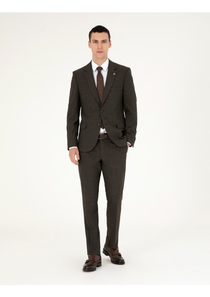 Erkek Kahverengi Slim Fit Takım Elbise 50292221-VR029