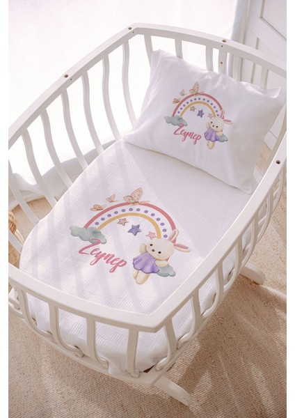 Isme Özel 70X120 Park Yatak ve Anne Yanı Pike Seti Tavşan