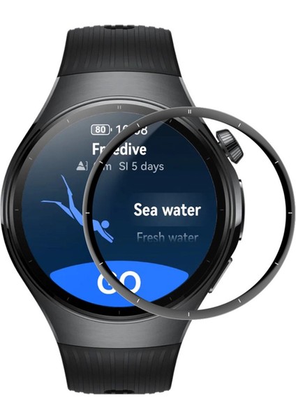 Huawei Watch 5 46MM ile Uyumlu Çerçeveli Tam Kaplayan 3D Pet Ekran Koruyucu Film - FC016