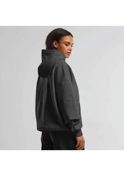 Unisex Şardonlu Kapüşonlu Kanguru Cepli Relaxed Fit Sweatshirt Füme Antrasit fırsatları