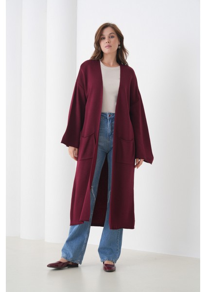 Kadın Tesettüre Uygun Maxi Boy Uzun Kol Cepli Spor Şık Triko Ceket fırsatları