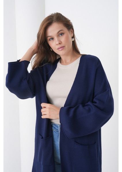 Kadın Tesettüre Uygun Maxi Boy Uzun Kol Cepli Spor Şık Triko Ceket indirimleri