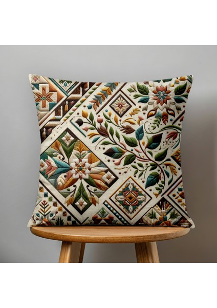 Çift Taraflı Dijital Baskı Kırlent Kılıfı Nakış Görünümlü Karışık Desenli fiyatları