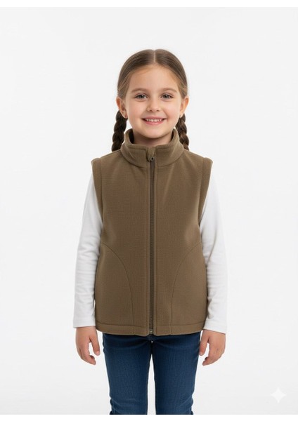 Kolsuz Fermuarlı Astarlı Çift Cepli Dik Yaka Çocuk Yelek fırsatları