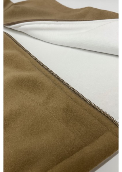 Kolsuz Fermuarlı Astarlı Çift Cepli Dik Yaka Çocuk Yelek