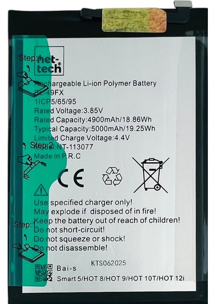 Teknonet Infinix Smart 5 Uyumlu Nettech BL-49FX 5000 Mah Batarya