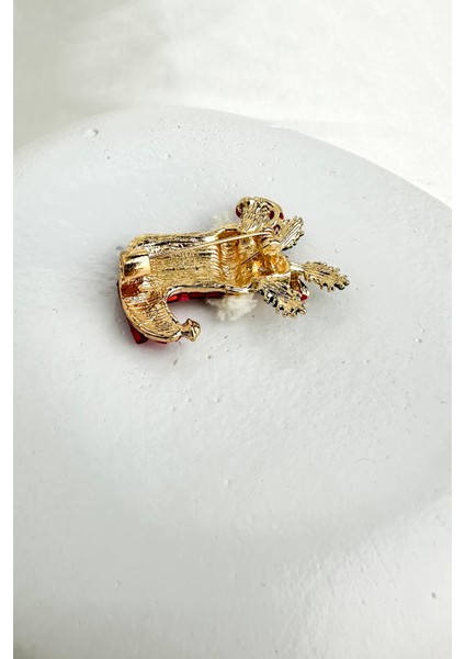 Yılbaşı Özel Kırmızı Taşlı Yaprak Detay Noel Çorap Broş (3cm) fiyatları