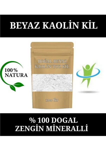 Kaolin Kil Doğal Yüz Maskesi %100 Doğal Beyaz Kil Maskesi Beyaz Kaolin Toz Kil 100 Gr.