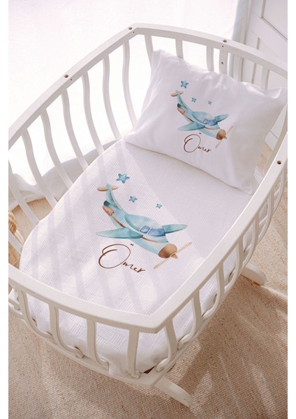 Isme Özel 70X120 Park Yatak ve Anne Yanı Pike Seti Uçak