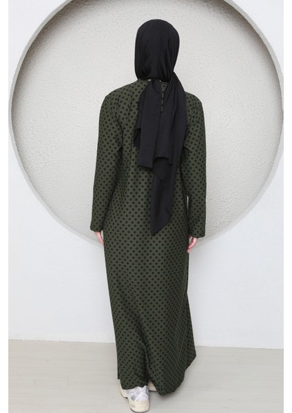 Kruvaze Yandan Bağlamalı Kadın Namaz Elbisesi Sabahlık Puantiye Desenli indirimleri