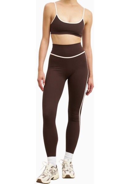 Base Contrast Trim Leggings Yüksek Bel Şekillendirici Kadın Tayt