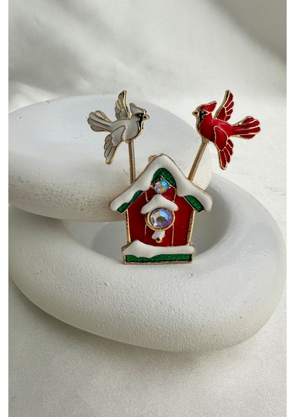 Yılbaşı Özel Kış Temalı Kuş Detay Tasarım Ev Broş (7cm) modelleri