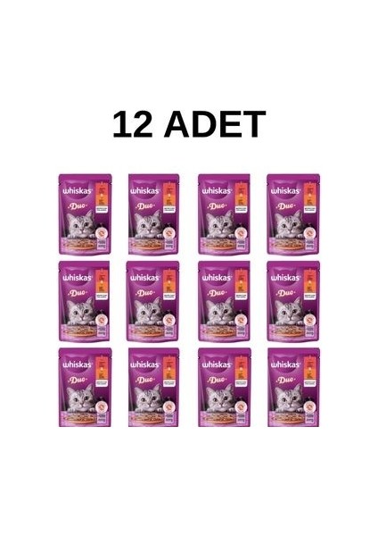 Duo 85G Yaş Mama Tasty Mıx Sığır & Kümes Hayvanlı Poşet 12 Adet
