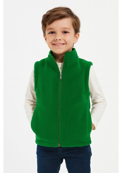 Kolsuz Fermuarlı Astarlı Çift Cepli Dik Yaka Çocuk Yelek fiyatları