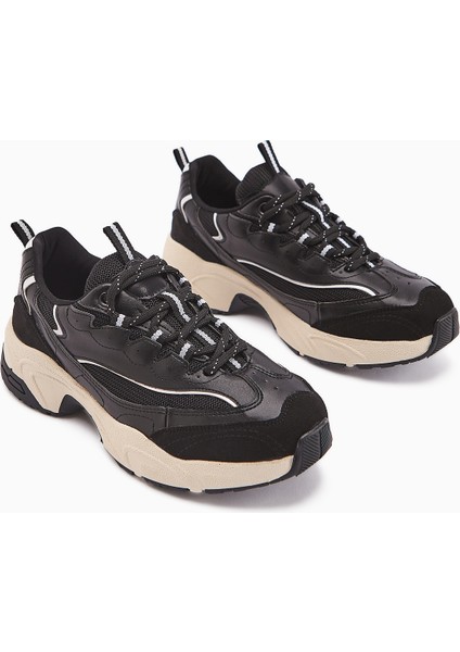 Rozhin Siyah Kalın Taban Kadın Spor Ayakkabı