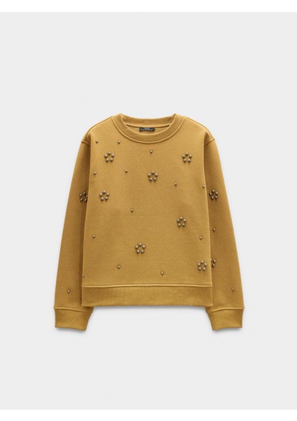 Aplike Detaylı Pamuklu Sweatshirt indirimleri