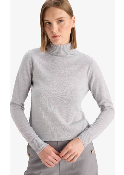 Regular Fit Balıkçı Yaka Antrasit Kadın Kazak H1651AZ/AR198