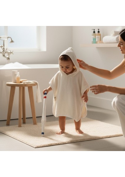 Organik %100 Pamuk Kapüşonlu Plaj Çocuk Bebek Panço Bornoz Banyo Havlu + Kundak Havlu Hediyeli fırsatları