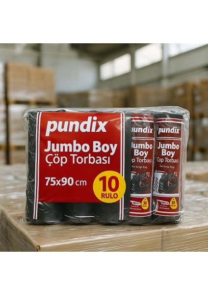 Pundıx Battal Boy Çöp Torbası 75X90 cm (10’lu Rulo – Opp Ambalajlı – Toplam 3 Kg) | Dayanıklı, Sızdırmaz ve Geniş Hacimli Çöp Poşeti