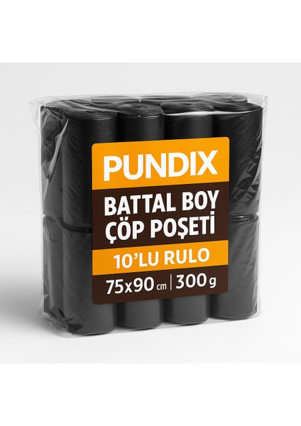Pundıx Battal Boy Çöp Torbası 75X90 cm (10’lu Rulo – Opp Ambalajlı – Toplam 3 Kg) | Dayanıklı, Sızdırmaz ve Geniş Hacimli Çöp Poşeti indirimleri