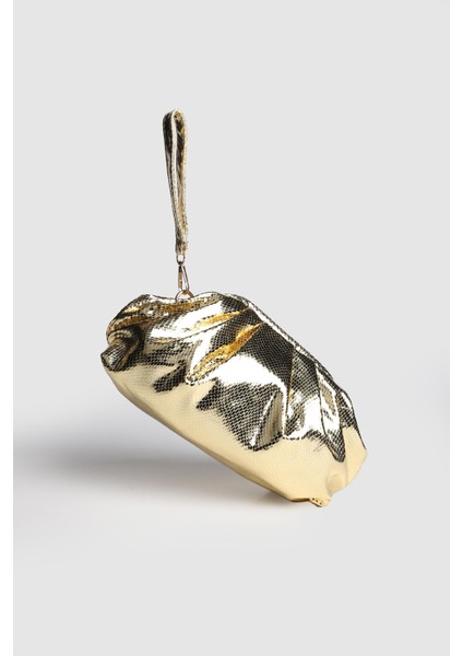 Kadın Sofya Kadife Taşlı Portföy- Askılı Çanta Altın