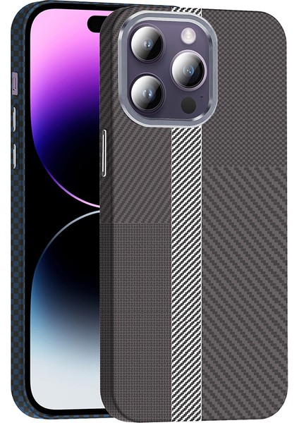 Apple iPhone 14 Pro Max Kılıf M-Safe Şarj Özellikli Karbon Fiber Görünümlü Zore Gros Kapak