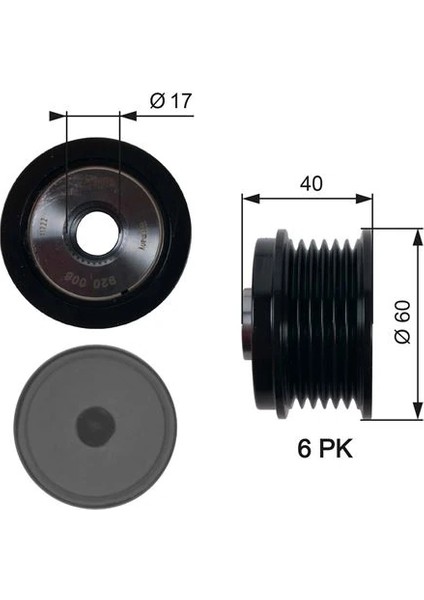 ALTERNATÖR KASNAĞI 39.2MM CMAX-FIESTA 6-FOCUS 3-KUGA 2-TRANSİT-CONNECT-COURIER 1.5-1.6-2.0TDCİ AV6Q10A352BA 31285816