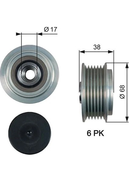 ALTERNATÖR KASNAĞI RULMANLI COROLLA 2004-2007 -AURIS 2007 1.4 D-4D-SONATA 5 2.0-2.4 2005 CARENS 2.0 2741533050 3732125301