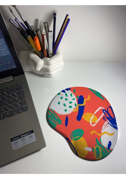 Renkli Desenli Bilek Destekli Mouse Pad