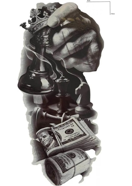 Geçici Dolar Satranç Model Dövme Tattoo Sticker fiyatları