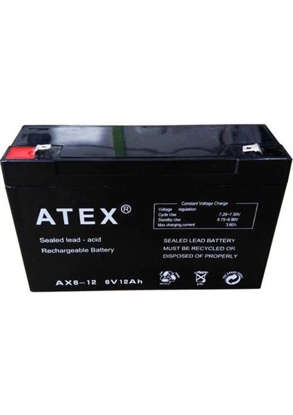 6V 12A Kuru Akü 6 Volt 12 Amper