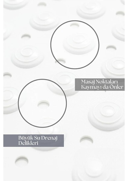 2 Adet Masaj Noktalı Paspas Banyo Duş Küvet Için Vantuzlu Su Drenajlı 69,5 x 36 cm modelleri