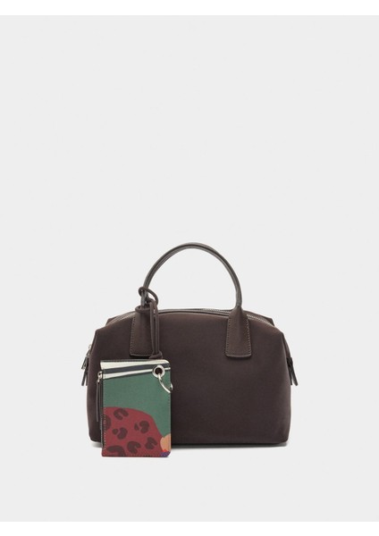 Kadife Dokulu Askılı Tote Çanta