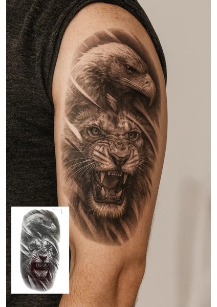 Geçici Kaplan ve Kartal Model Dövme Tattoo Sticker